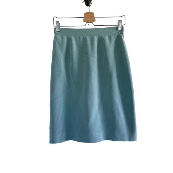 Vintage Dresses & Skirts - vintage BARRIE PACE Ltd. light turquoise blue 100% silk straight pencil skirt